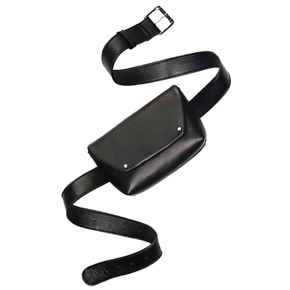Free People Black Leather Cecile Bum Bag, Adjustable Belt Bag
